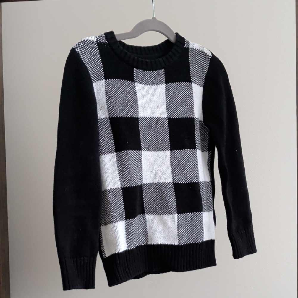 Joe Fresh Black and White Checkered Kids Sweater